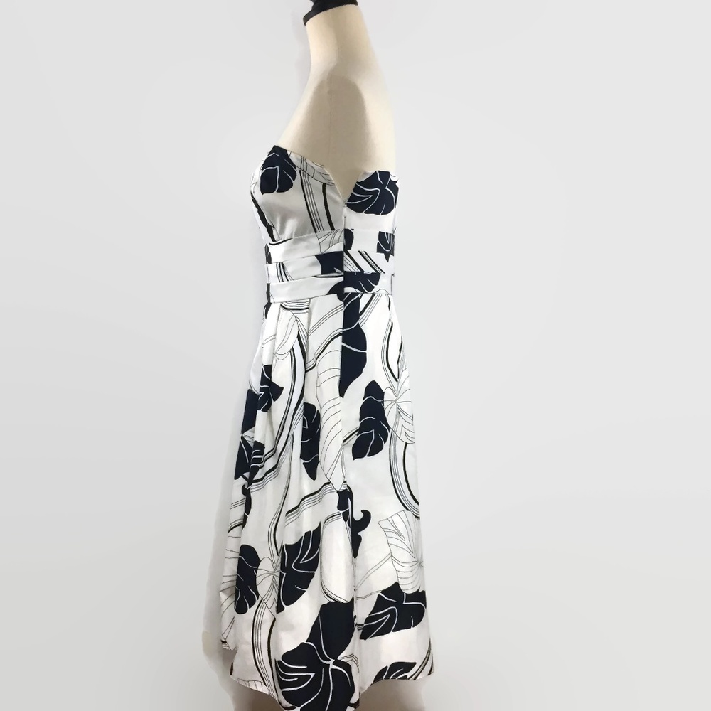 Ann Taylor Blue/White Tropical Print Silk Dress - Picture 3 of 8